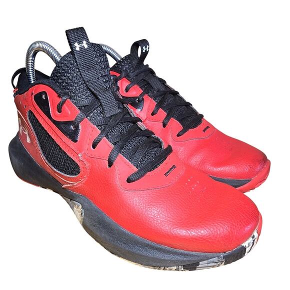 Under Armour Shoes Youth 7 Red Blue UA Lockdown 6 Basketball 3025616-600 - Picture 2 of 7